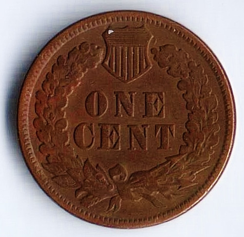 Монета 1 цент. 1889 год, США.