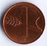 Монета 1 раппен. 1989 год, Швейцария.