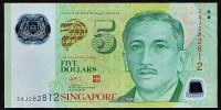 Банкнота 5 долларов. 2011 год, Сингапур.