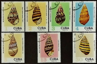 Набор почтовых марок (7 шт.). "Морские раковины". 1973 год, Куба.