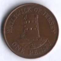Монета 1 пенни. 1986 год, Джерси.