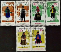 Набор почтовых марок (6 шт.). "Костюмы". 1966 год, ГДР.