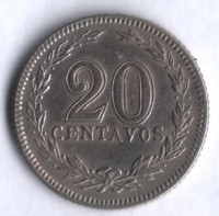 Монета 20 сентаво. 1919 год, Аргентина.