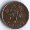 Монета 5 центов. 2012 год, Сейшельские острова.