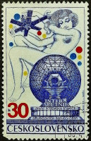 Почтовая марка. "Интерспутник". 1974 год, Чехословакия.