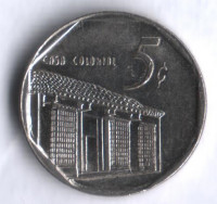 Монета 5 сентаво. 2002 год, Куба. Конвертируемая серия.