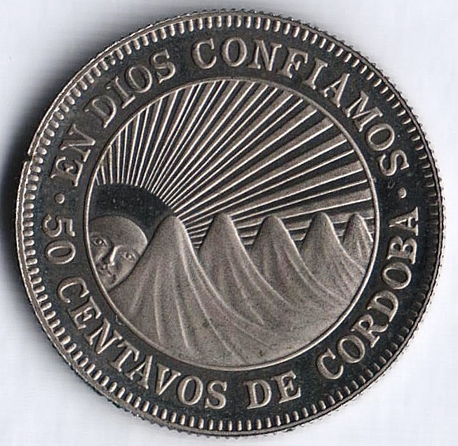 Монета 50 сентаво. 1972 год, Никарагуа. Proof.