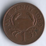 Монета 1 пенни. 1989 год, Гернси.
