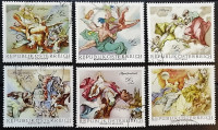 Набор почтовых марок (6 шт.). "Фрески". 1968 год, Австрия.