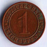 Монета 1 рейхспфенниг. 1935 год (J), Веймарская республика.