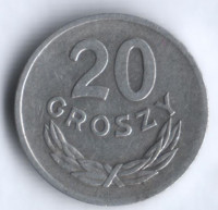 Монета 20 грошей. 1976 год, Польша.