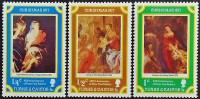 Набор марок (3 шт.). "Рождество`1977 — 400-летие Питера Пауля Рубенса". 1977 год, Теркс и Кайкос.