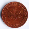 Монета 1 пфенниг. 1970(D) год, ФРГ.
