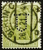 Марка (перфин) "U". "Германия". 1921 год, Германский Рейх.
