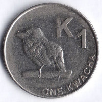 Монета 1 квача. 2014 год, Замбия.