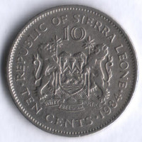 Монета 10 центов. 1984 год, Сьерра-Леоне.