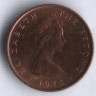 Монета 1/2 нового пенни. 1975 год, Остров Мэн.
