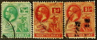 Набор почтовых марок (3 шт.). "Король Георг V". 1916-1926 годы, Монтсеррат.