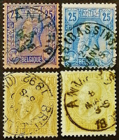 Набор почтовых марок (4 шт.). "Король Леопольд II". 1885-1893 годы, Бельгия.