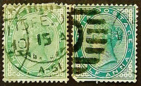 Набор почтовых марок (2 шт.). "Королева Виктория". 1882 год, Британская Индия.
