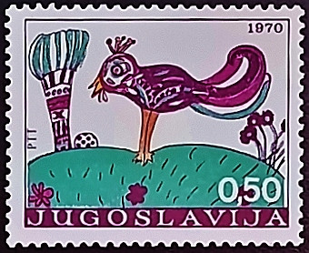 Марка почтовая. "Неделя детей". 1970 год, Югославия.