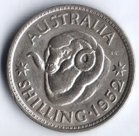 Монета 1 шиллинг. 1952(m) год, Австралия.