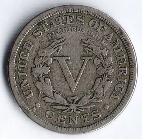 5 центов. 1912(D) год, США.