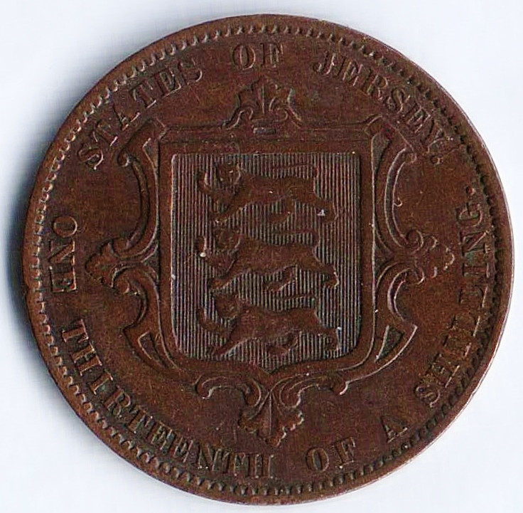 Монета 1/13 шиллинга. 1870 год, Джерси.