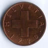 Монета 1 раппен. 1990 год, Швейцария.