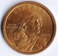 Монета 1 доллар. 2000(P) год, США. Сакагавея. Парящий орёл.