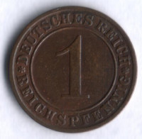 Монета 1 рейхспфенниг. 1931 год (E), Веймарская республика.
