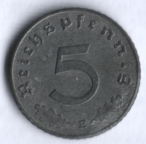 Монета 5 рейхспфеннигов. 1940 год (E), Третий Рейх.