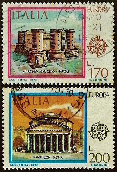 Набор почтовых марок (2 шт.). "Европа (C.E.P.T.)". 1978 год, Италия.