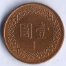 Монета 1 юань. 2016 год, Тайвань.