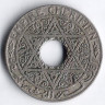 Монета 25 сантимов. 1921(Py) год, Марокко (протекторат Франции).