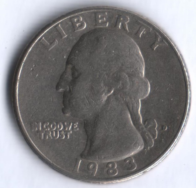 25 центов. 1983(D) год, США.