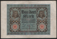 Бона 100 марок. 1920 год "F", Веймарская республика.
