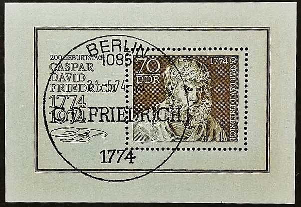 Мини-блок. "200-летие со дня рождения Каспара Дэвида Фридриха". 1974 год, ГДР. Мини-блок. "200-летие со дня рождения Каспара Дэвида Фридриха". 1974 год, ГДР.