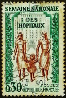 Почтовая марка. "Национальная неделя госпиталей". 1962 год, Франция.