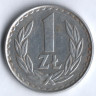 Монета 1 злотый. 1982 год, Польша.