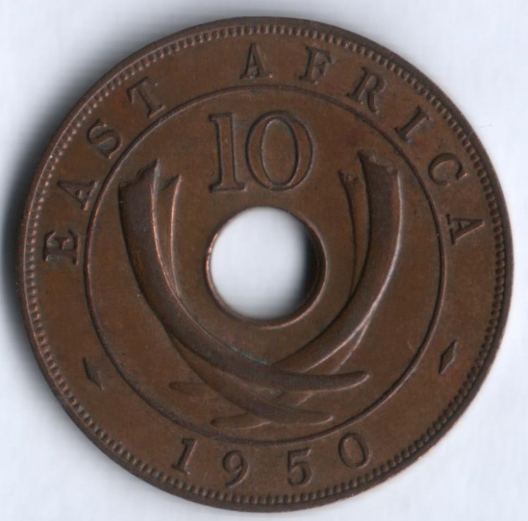 Монета 10 центов. 1950 год, Британская Восточная Африка.