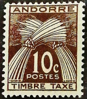 Марка доплатная (10 c.). "Снопы колосьев". 1946 год, Андорра (французская администрация).