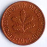 Монета 1 пфенниг. 1971(G) год, ФРГ.