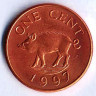 Монета 1 цент. 1997 год, Бермудские острова.