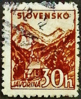 Почтовая марка (30 h.). "Татры". 1943 год, Словакия.