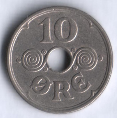 Монета 10 эре. 1936 год, Дания. N;GJ.