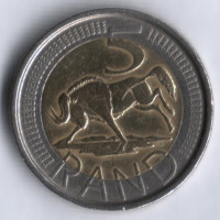 5 рандов. 2005 год, ЮАР. Afrika Dzonga - South Africa.