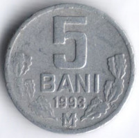 Монета 5 баней. 1993 год, Молдова.