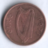 Монета 1/2 пенни. 1971 год, Ирландия.