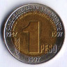 Монета 1 песо. 1997 год, Аргентина. Мария Эва Дуарте де Перон.